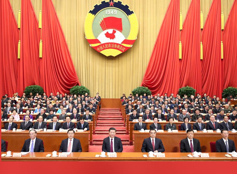 習(xí)近平、李克強、張德江、劉云山、王岐山、張高麗在主席臺就座