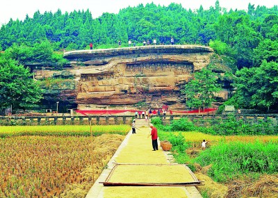 唐代釋迦牟尼涅槃圖，位于四川省安岳縣臥佛鎮臥佛院。