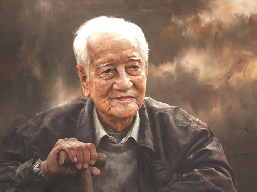 黃旭華—想起母親的牽掛（油畫） 馮少協 作