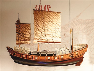 清代漕船模型。 　　中國京杭大運河博物館供圖