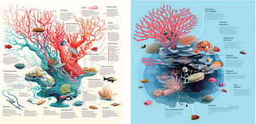 中央美院師生借助人工智能技術設計的海洋科普插畫