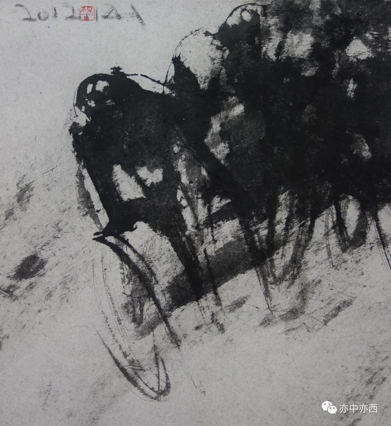 沖向終點，36X39CM,2012年，紙本水墨